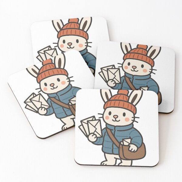 Item preview, Rabbit Mail Carrier in Puffy Winter Jacket – Cute Winter Job Animal designed and sold by Confuzz1ed.