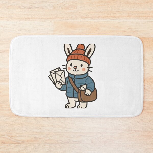 Item preview, Rabbit Mail Carrier in Puffy Winter Jacket – Cute Winter Job Animal designed and sold by Confuzz1ed.