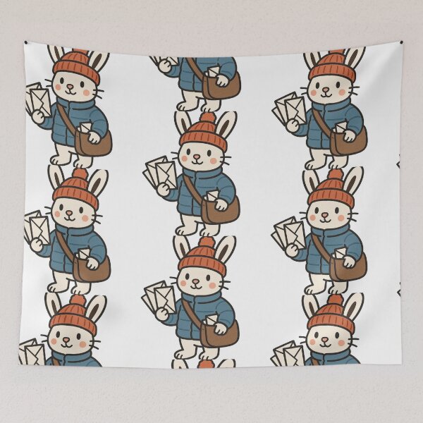 Item preview, Rabbit Mail Carrier in Puffy Winter Jacket – Cute Winter Job Animal designed and sold by Confuzz1ed.