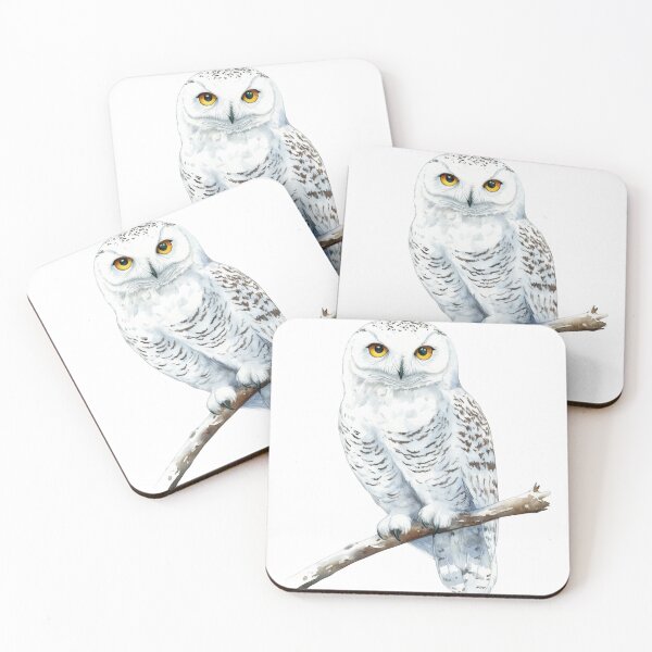 Item preview, Snowy Owl Perched on a Branch - Watercolor Illustration designed and sold by CharlieDesings.