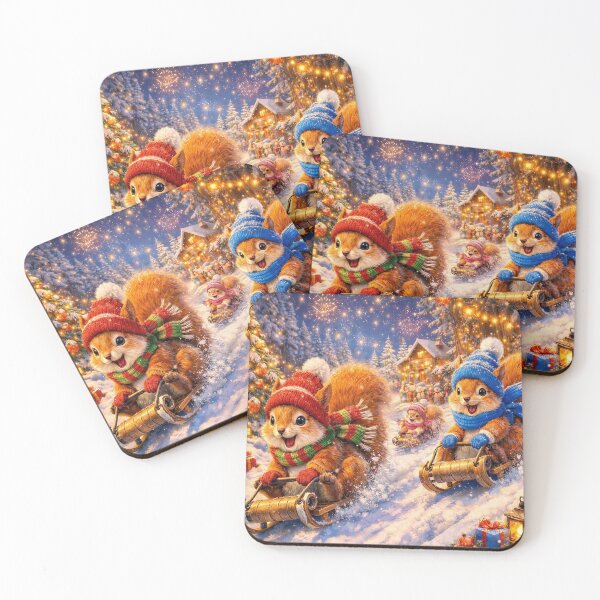 Item preview, Squirrels Sliding on Sleds designed and sold by M-Y-A-R-T-.