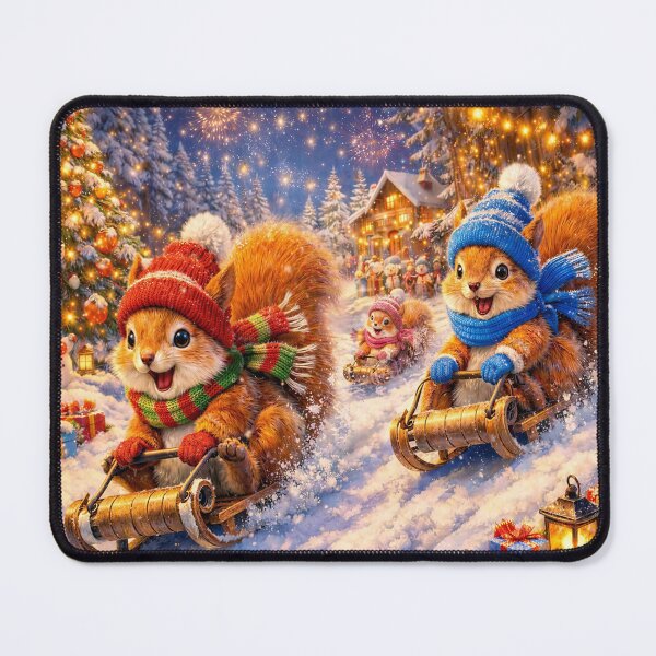 Item preview, Squirrels Sliding on Sleds designed and sold by M-Y-A-R-T-.
