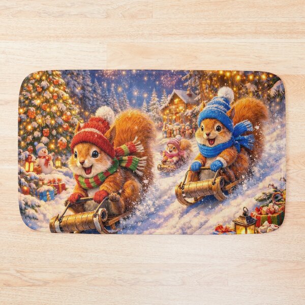Item preview, Squirrels Sliding on Sleds designed and sold by M-Y-A-R-T-.