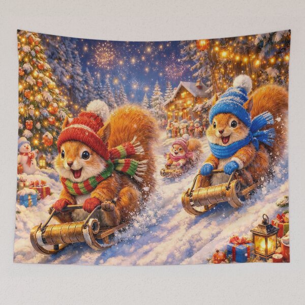 Item preview, Squirrels Sliding on Sleds designed and sold by M-Y-A-R-T-.