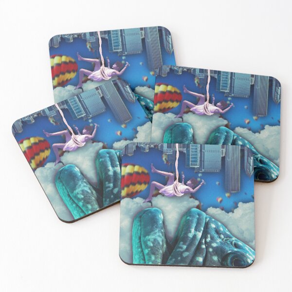 Item preview, Woman Falling From Upsidedown City Surreal Digital Collage Print designed and sold by Julia Sol.