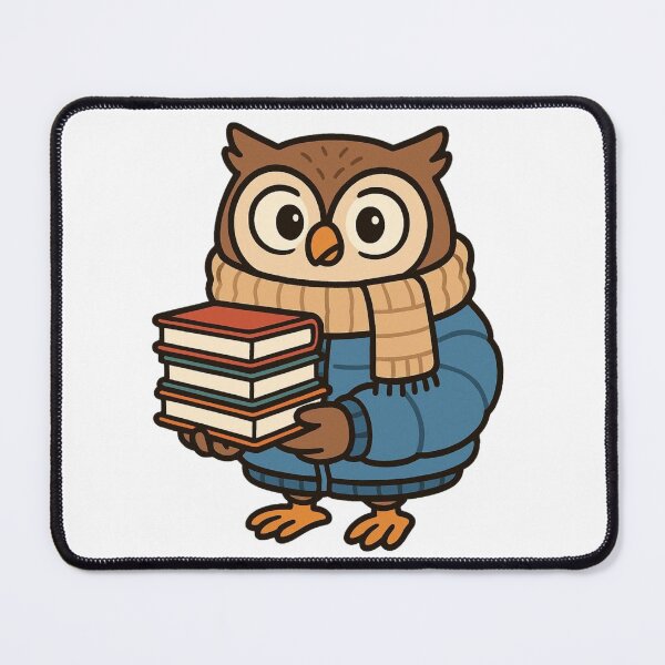 Item preview, Owl Librarian in Winter Jacket Holding Books – Cute Winter Job Animal designed and sold by Confuzz1ed.