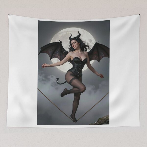 Item preview, Demon woman corset wings moon balance act designed and sold by CathryneDelamort.