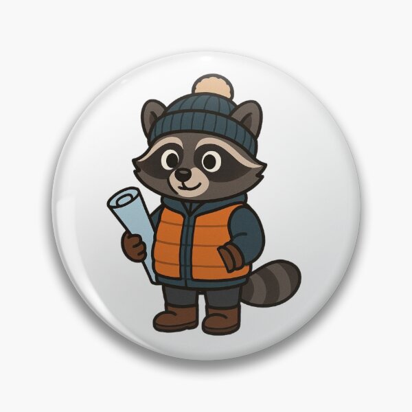 Item preview, Raccoon Construction Worker in Winter Jacket – Cute Winter Job Animal designed and sold by Confuzz1ed.