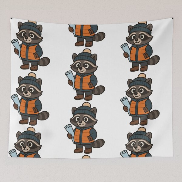 Item preview, Raccoon Construction Worker in Winter Jacket – Cute Winter Job Animal designed and sold by Confuzz1ed.