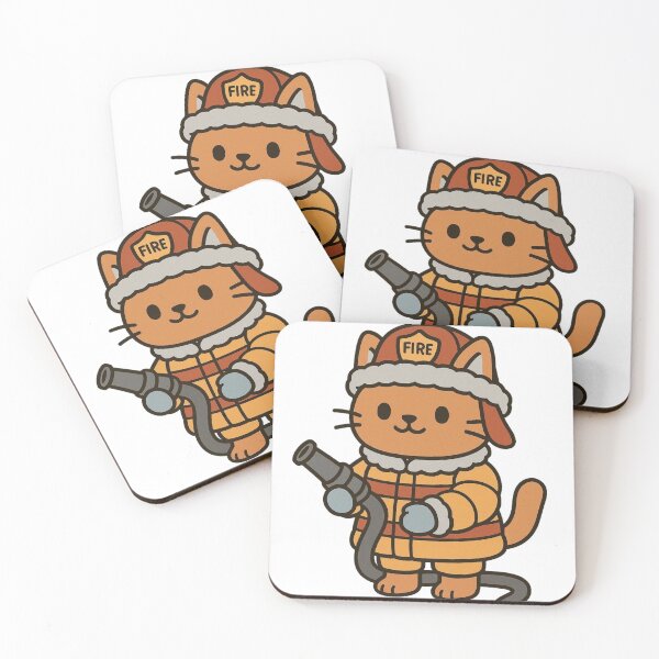 Item preview, Cat Firefighter in Puffy Winter Gear – Cute Winter Job Animal designed and sold by Confuzz1ed.