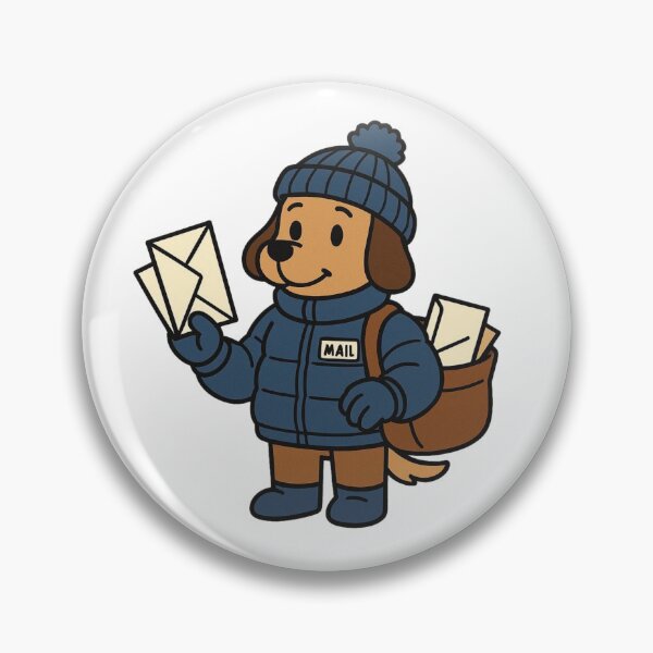Item preview, Dog Mail Carrier in Puffy Winter Jacket – Cute Winter Job Animal designed and sold by Confuzz1ed.