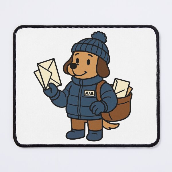Item preview, Dog Mail Carrier in Puffy Winter Jacket – Cute Winter Job Animal designed and sold by Confuzz1ed.