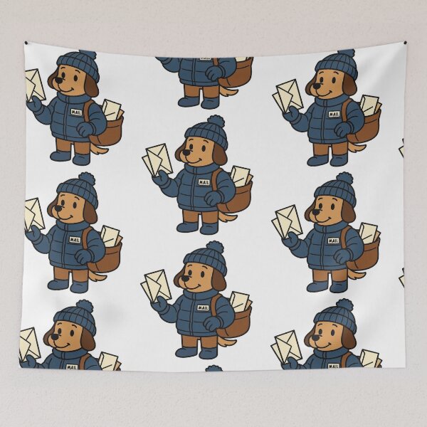 Item preview, Dog Mail Carrier in Puffy Winter Jacket – Cute Winter Job Animal designed and sold by Confuzz1ed.