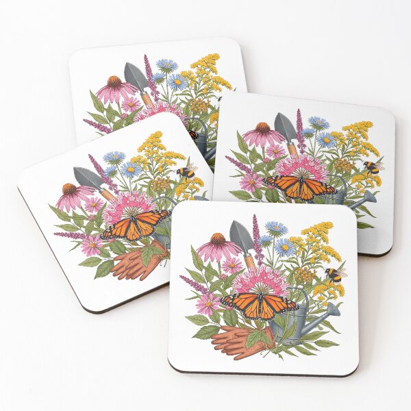 Artikelvorschau, Vintage-Illustration eines botanischen Bestäubergartens entworfen und verkauft von SholoStudio.