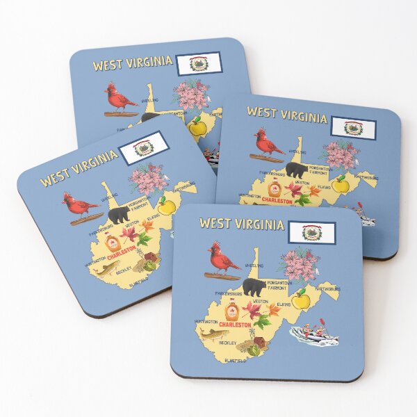 Item preview, West Virginia State Map - Symbols and Landmarks Art designed and sold by mashmosh.