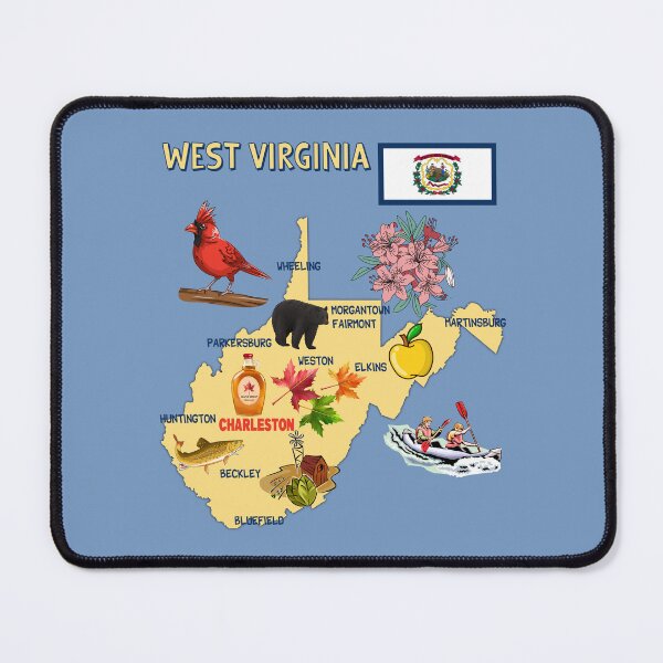 Item preview, West Virginia State Map - Symbols and Landmarks Art designed and sold by mashmosh.