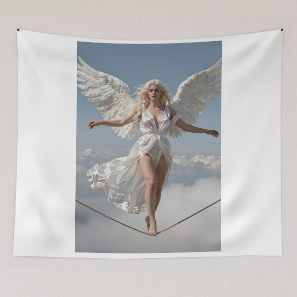 Item preview, Blonde angel in white gown balance sky high designed and sold by CathryneDelamort.