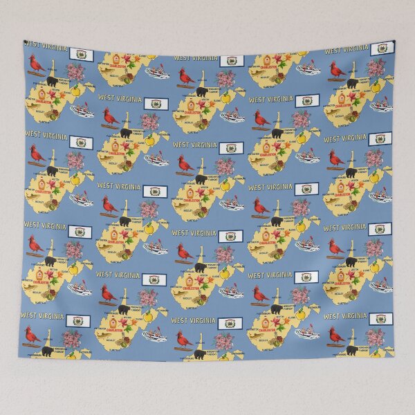 Item preview, West Virginia State Map - Symbols and Landmarks Art designed and sold by mashmosh.