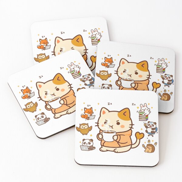 Item preview, Funny Angry Coffee Cat - Kawaii Productivity & Hustle Art designed and sold by MT-Hub | Cute Aesthetic Art, Stickers & Phone Cases.