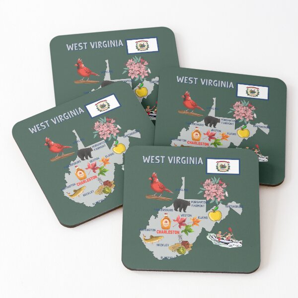 Item preview, West Virginia State Map & Official Symbols Art designed and sold by mashmosh.