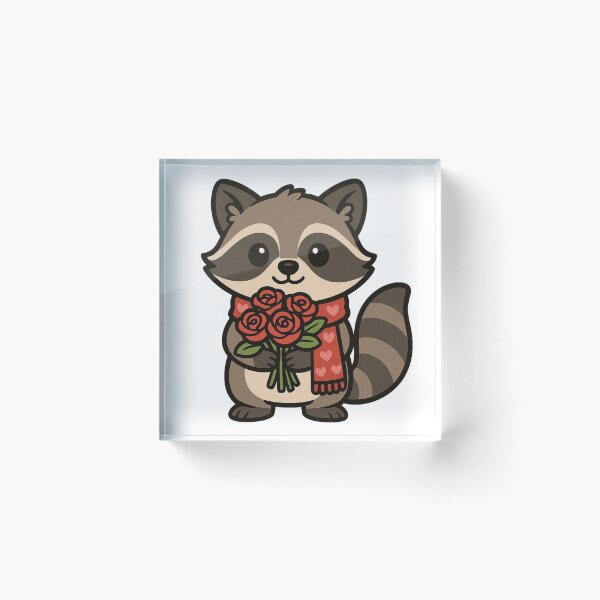 Item preview, Raccoon Holding Roses Bouquet – Cute Valentine’s Day Animal Illustration designed and sold by Confuzz1ed.