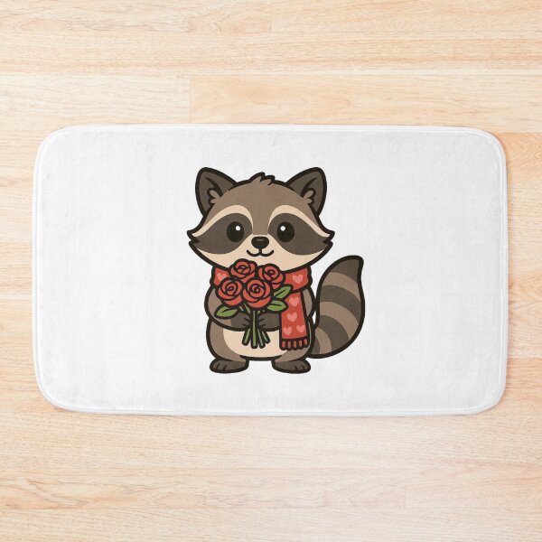 Item preview, Raccoon Holding Roses Bouquet – Cute Valentine’s Day Animal Illustration designed and sold by Confuzz1ed.