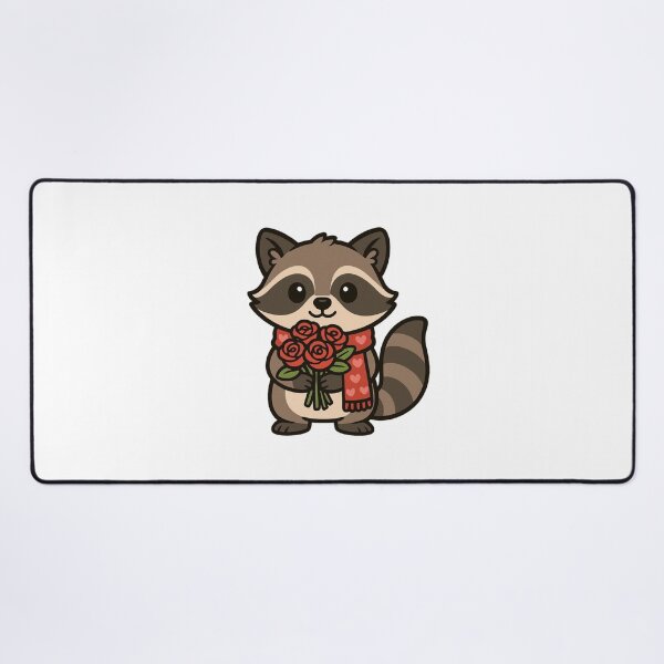 Item preview, Raccoon Holding Roses Bouquet – Cute Valentine’s Day Animal Illustration designed and sold by Confuzz1ed.