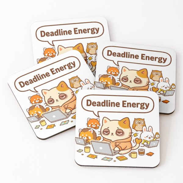 Item preview, Kawaii Stressful Deadline Cat - Cute Exhausted Animal Squad designed and sold by MT-Hub | Cute Aesthetic Art, Stickers & Phone Cases.