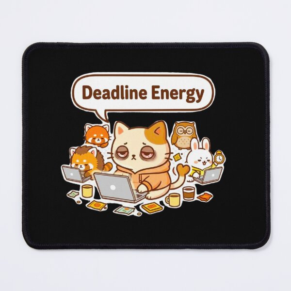 Item preview, Kawaii Stressful Deadline Cat - Cute Exhausted Animal Squad designed and sold by MT-Hub | Cute Aesthetic Art, Stickers & Phone Cases.