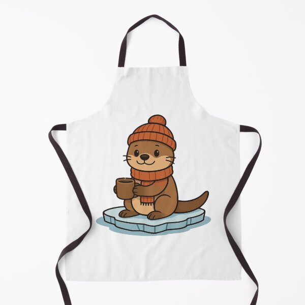 Item preview, Otter in Knitted Hat Floating on Ice with Hot Drink – Winter Animal Illustration designed and sold by Confuzz1ed.