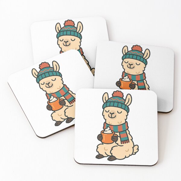 Item preview, Llama in Wooly Hat Drinking Hot Chocolate on Snowy Hill – Winter Animal Illustration designed and sold by Confuzz1ed.