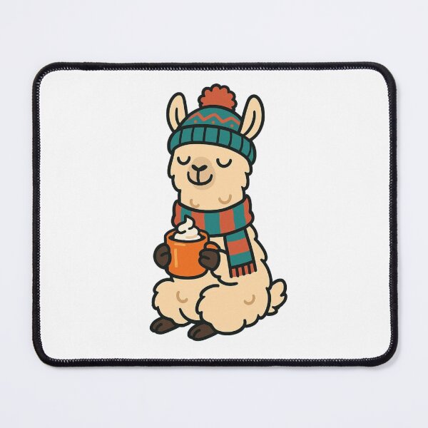 Item preview, Llama in Wooly Hat Drinking Hot Chocolate on Snowy Hill – Winter Animal Illustration designed and sold by Confuzz1ed.