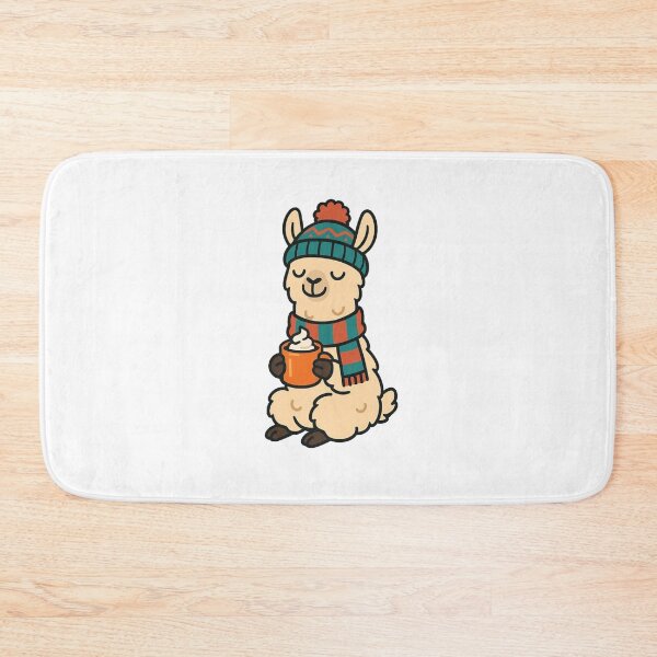 Item preview, Llama in Wooly Hat Drinking Hot Chocolate on Snowy Hill – Winter Animal Illustration designed and sold by Confuzz1ed.