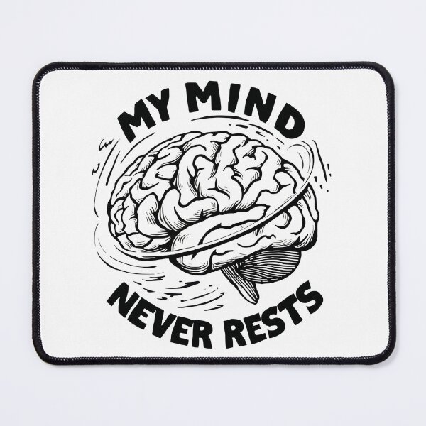 Item preview, My Mind Never Rests Overthinking Brain Illustration designed and sold by Katzpy.