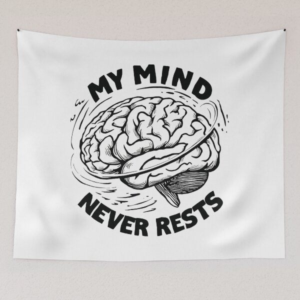 Item preview, My Mind Never Rests Overthinking Brain Illustration designed and sold by Katzpy.