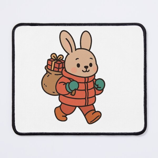 Item preview, Bunny in Puffy Coat Carrying Gifts – Winter Holiday Animal Illustration designed and sold by Confuzz1ed.