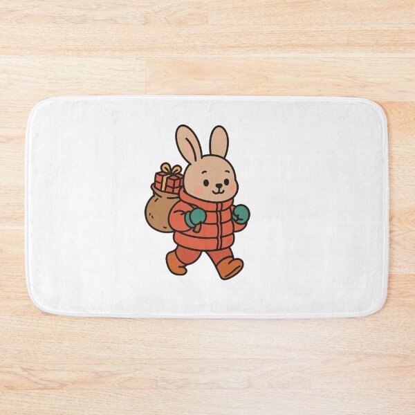 Item preview, Bunny in Puffy Coat Carrying Gifts – Winter Holiday Animal Illustration designed and sold by Confuzz1ed.