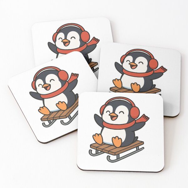Item preview, Playful Penguin Sliding on Snow Sled – Winter Fun Animal Illustration designed and sold by Confuzz1ed.