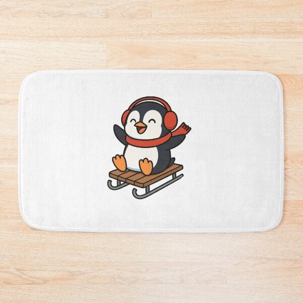 Item preview, Playful Penguin Sliding on Snow Sled – Winter Fun Animal Illustration designed and sold by Confuzz1ed.