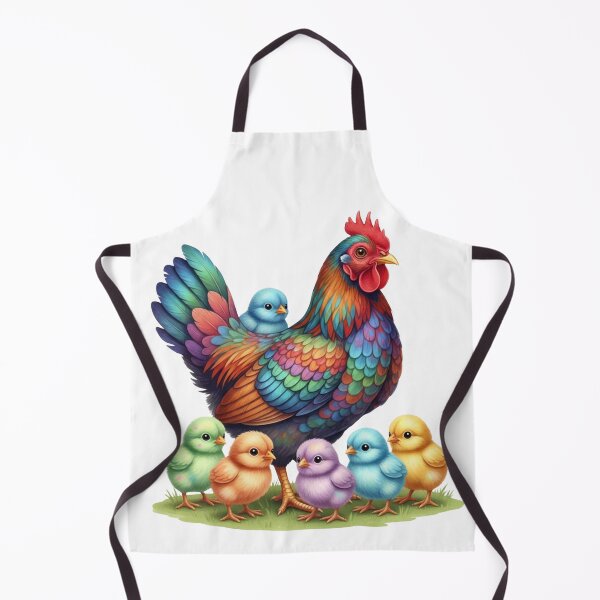 Item preview, Whimsical rainbow hen and colorful chicks: vibrant poultry art designed and sold by VibranPalette.