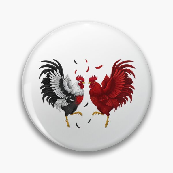 Item preview, Majestic Fighting Roosters Illustration: White Mottled & Red Gamefowl Duo designed and sold by VibranPalette.