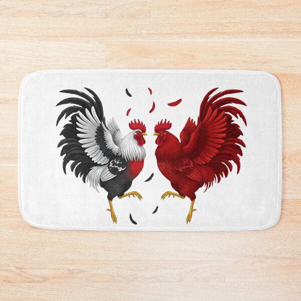 Item preview, Majestic Fighting Roosters Illustration: White Mottled & Red Gamefowl Duo designed and sold by VibranPalette.