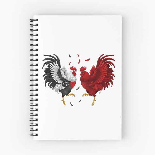 Item preview, Majestic Fighting Roosters Illustration: White Mottled & Red Gamefowl Duo designed and sold by VibranPalette.