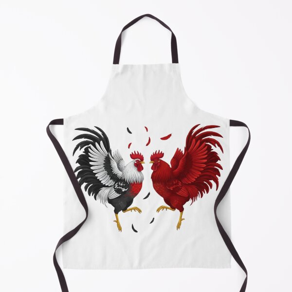 Item preview, Majestic Fighting Roosters Illustration: White Mottled & Red Gamefowl Duo designed and sold by VibranPalette.