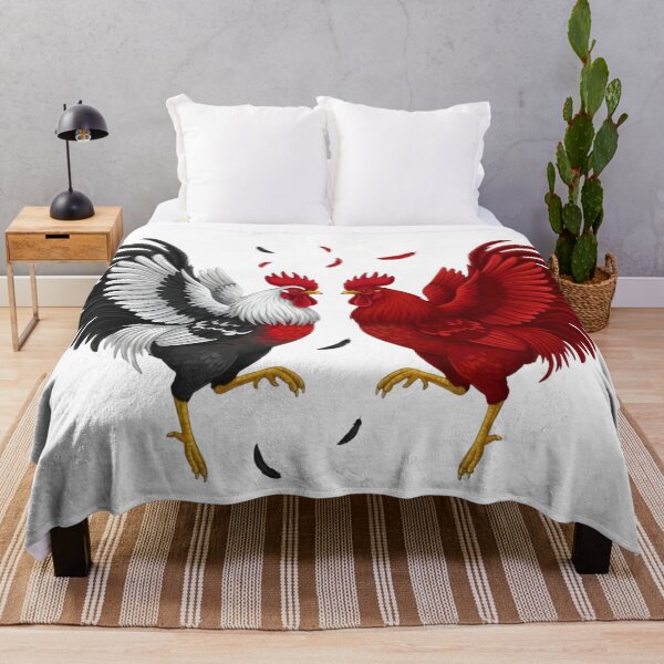 Item preview, Majestic Fighting Roosters Illustration: White Mottled & Red Gamefowl Duo designed and sold by VibranPalette.