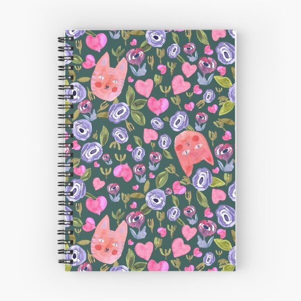 Item preview, Kitty Florals &Hearts - cute Cats in modern maximalist folk style designed and sold by aneladesigns.