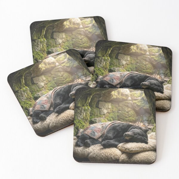 Item preview, Black Bear Hibernating in a Cave With Quilt designed and sold by Maria Dryfhout.