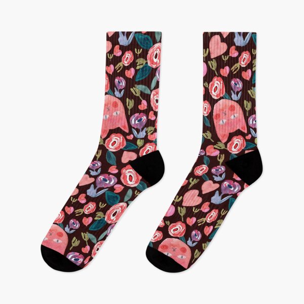 Item preview, Kitty Florals &Hearts - cute Cats in modern maximalist folk style designed and sold by aneladesigns.