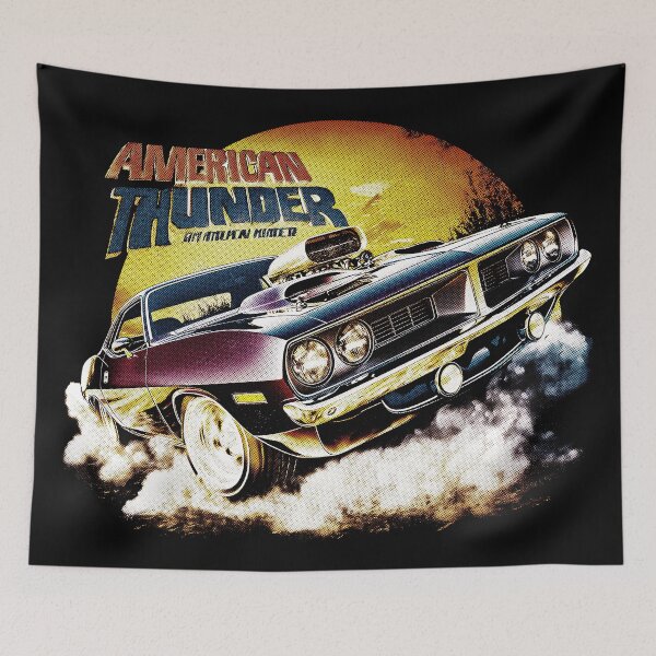 Item preview, American Thunder Muscle Car 7, for black fabric designed and sold by SteadyRolling.