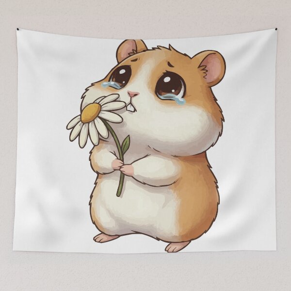 Item preview, Sad Hamster Holding A Flower - Forgive Me Meme designed and sold by Petzzz.